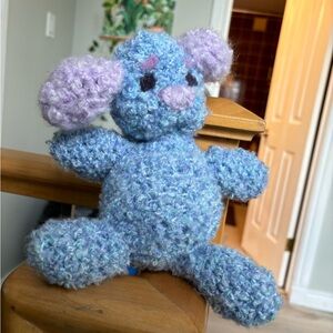 Blue and purple crochet puppy